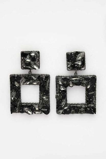 Square Motif Carved Earrings 
