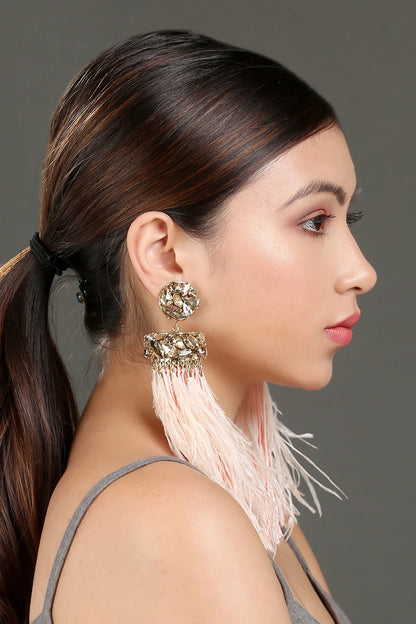 Crystal & Feather Dangler Earrings 