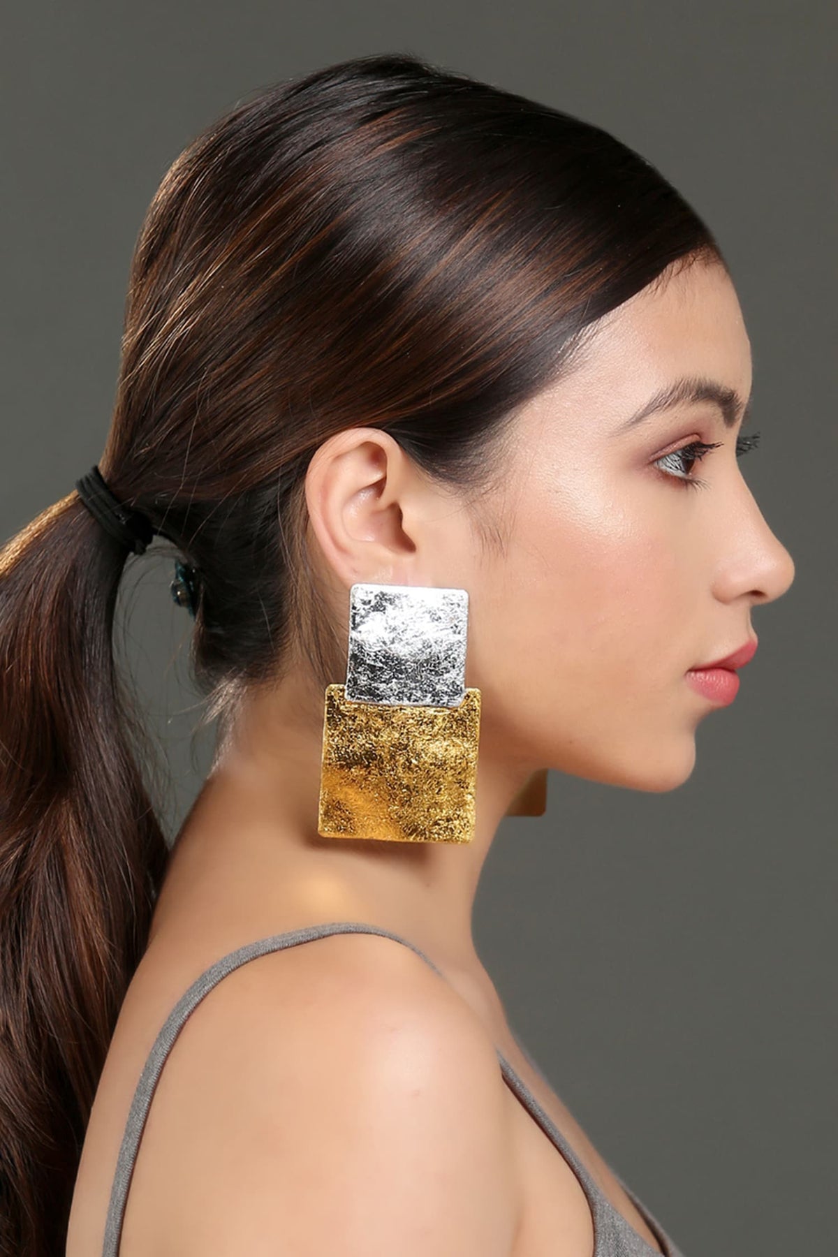 Two Tone Abstract Earrings 