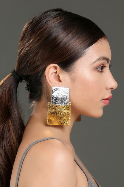 Two Tone Abstract Earrings 