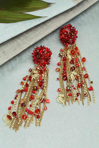 Beaded Waterfall Earrings 