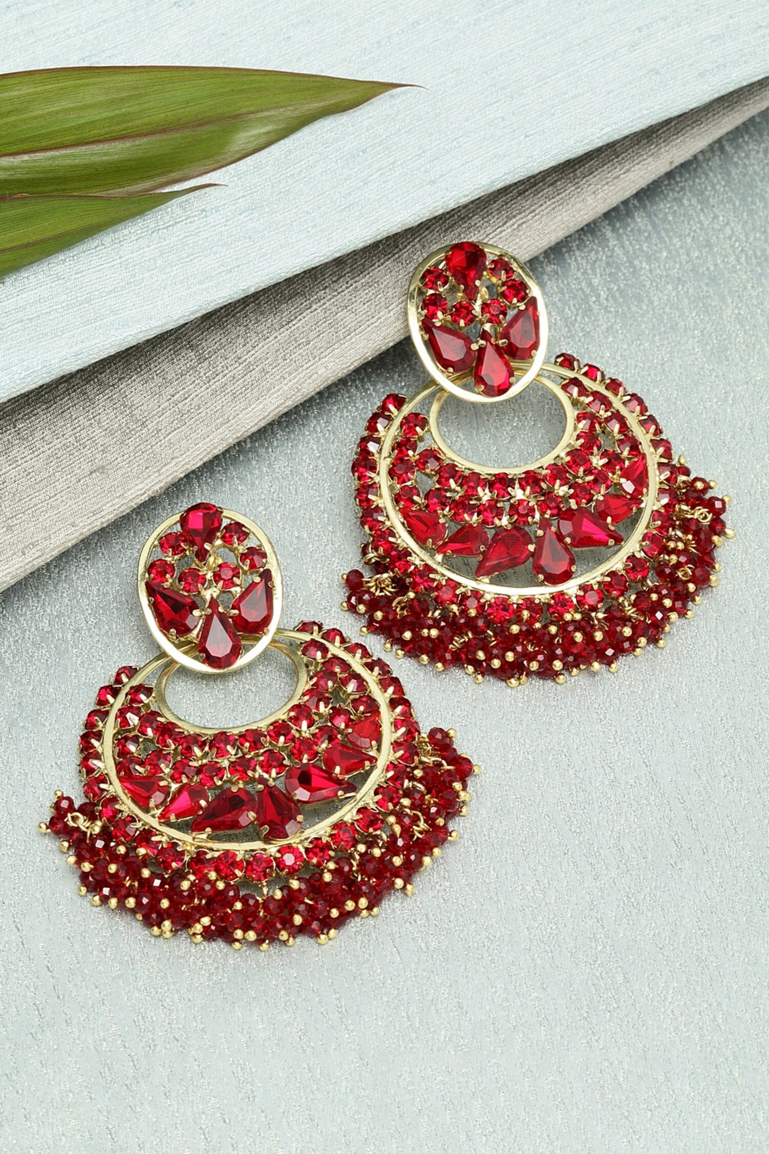 Crystal Embellished Chandbali Earrings 