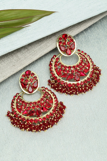 Crystal Embellished Chandbali Earrings 