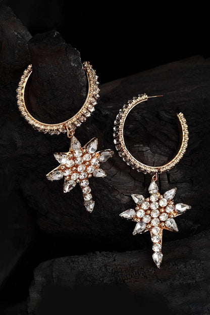 Star Carved Drop Earrings 