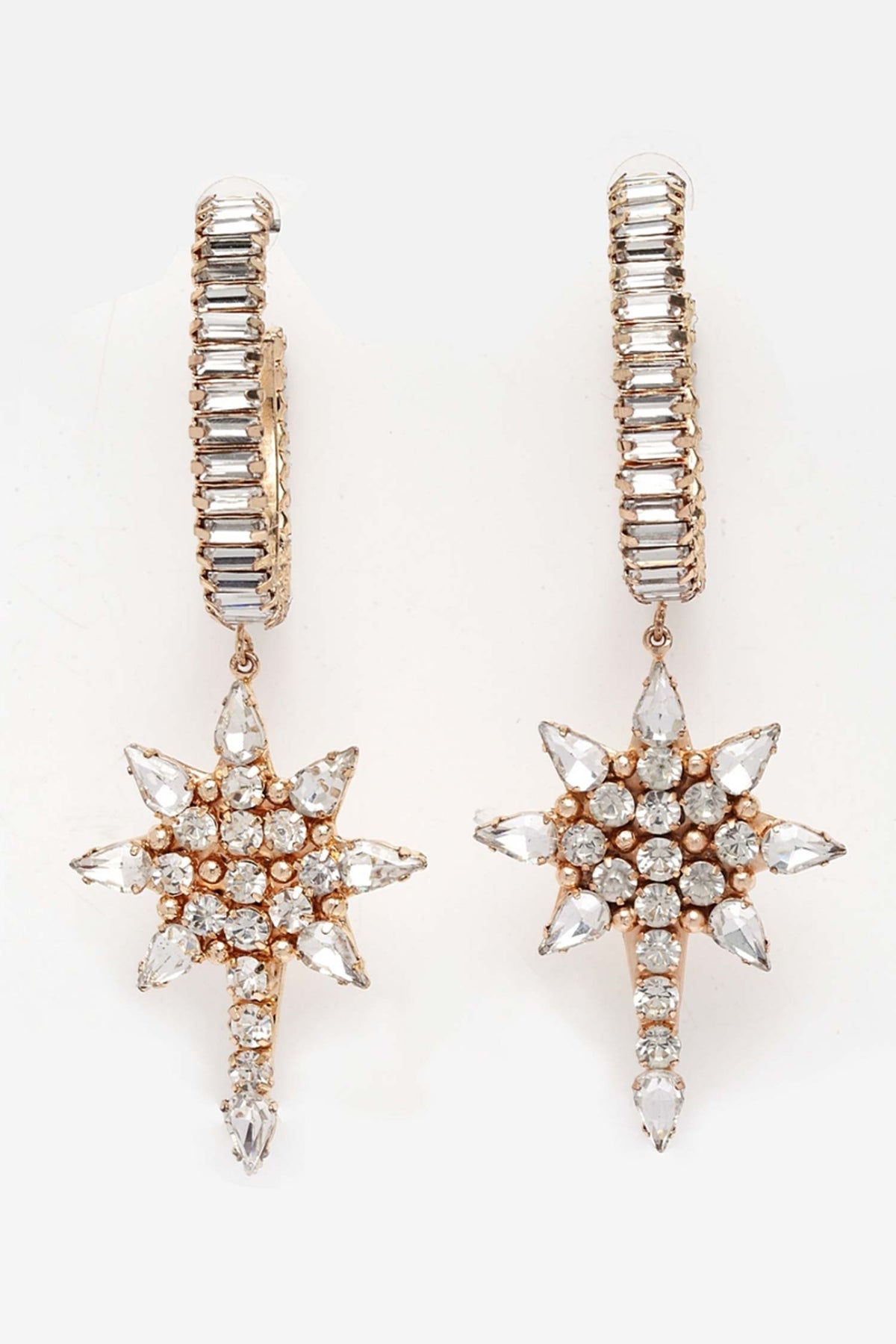 Star Carved Drop Earrings 