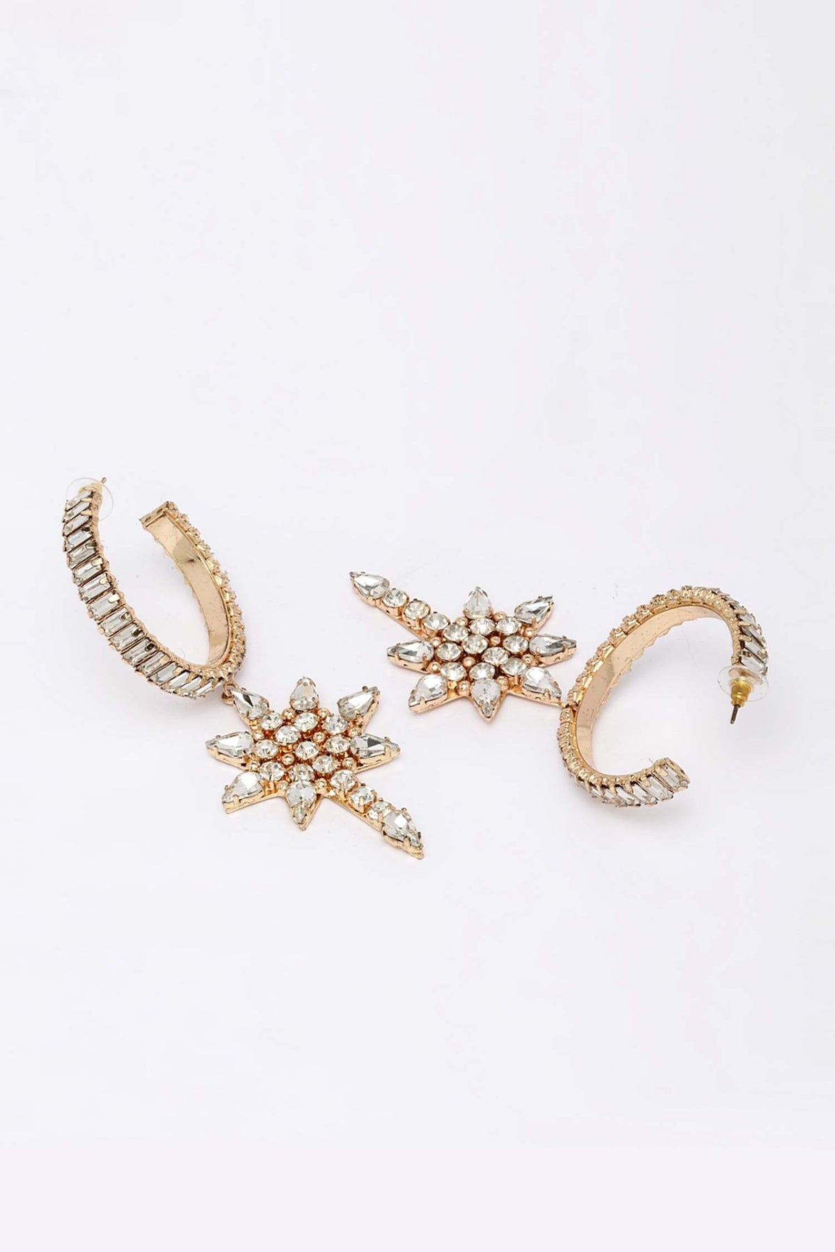 Star Carved Drop Earrings 