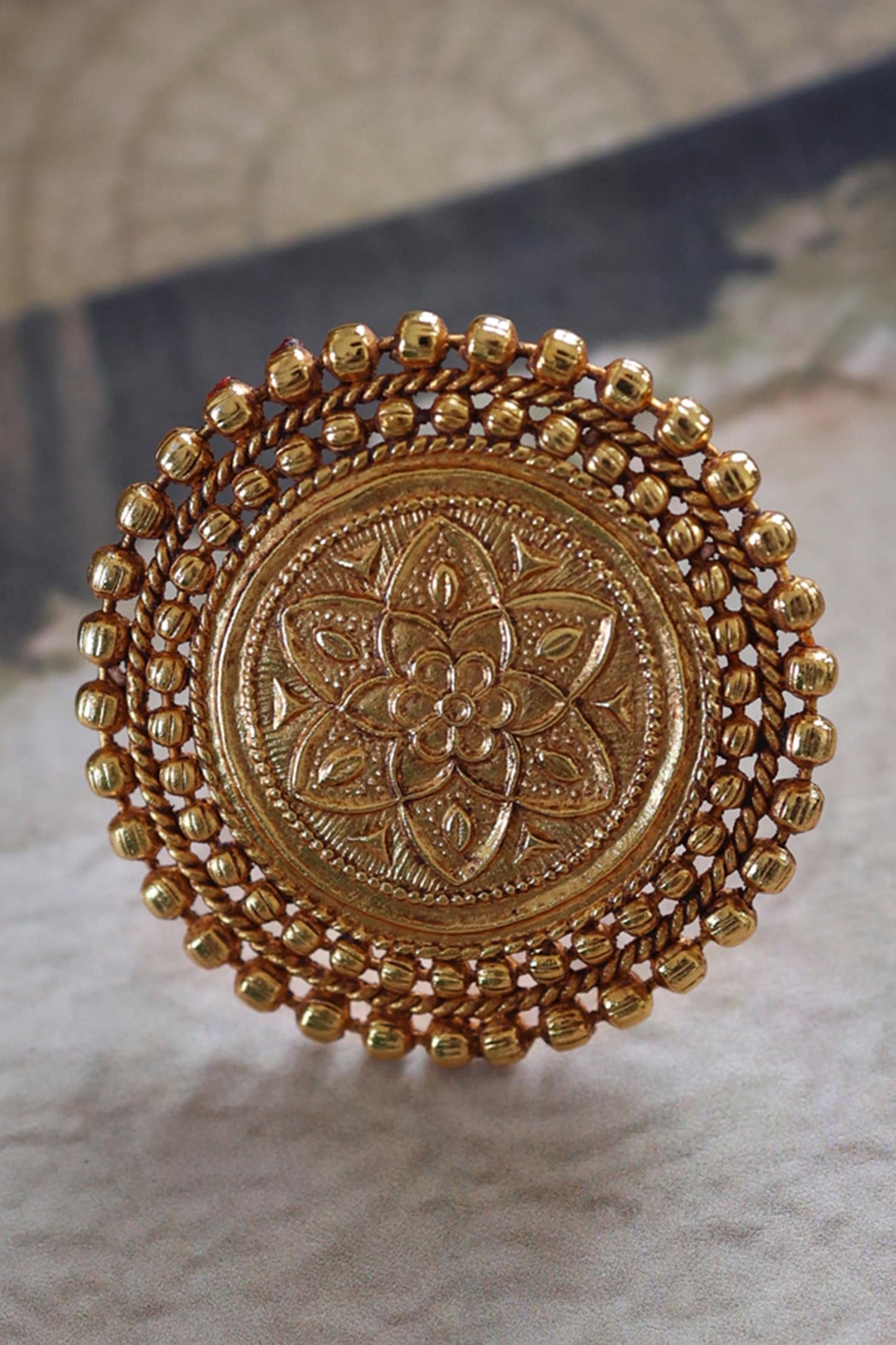 Floral Carved Temple Ring 