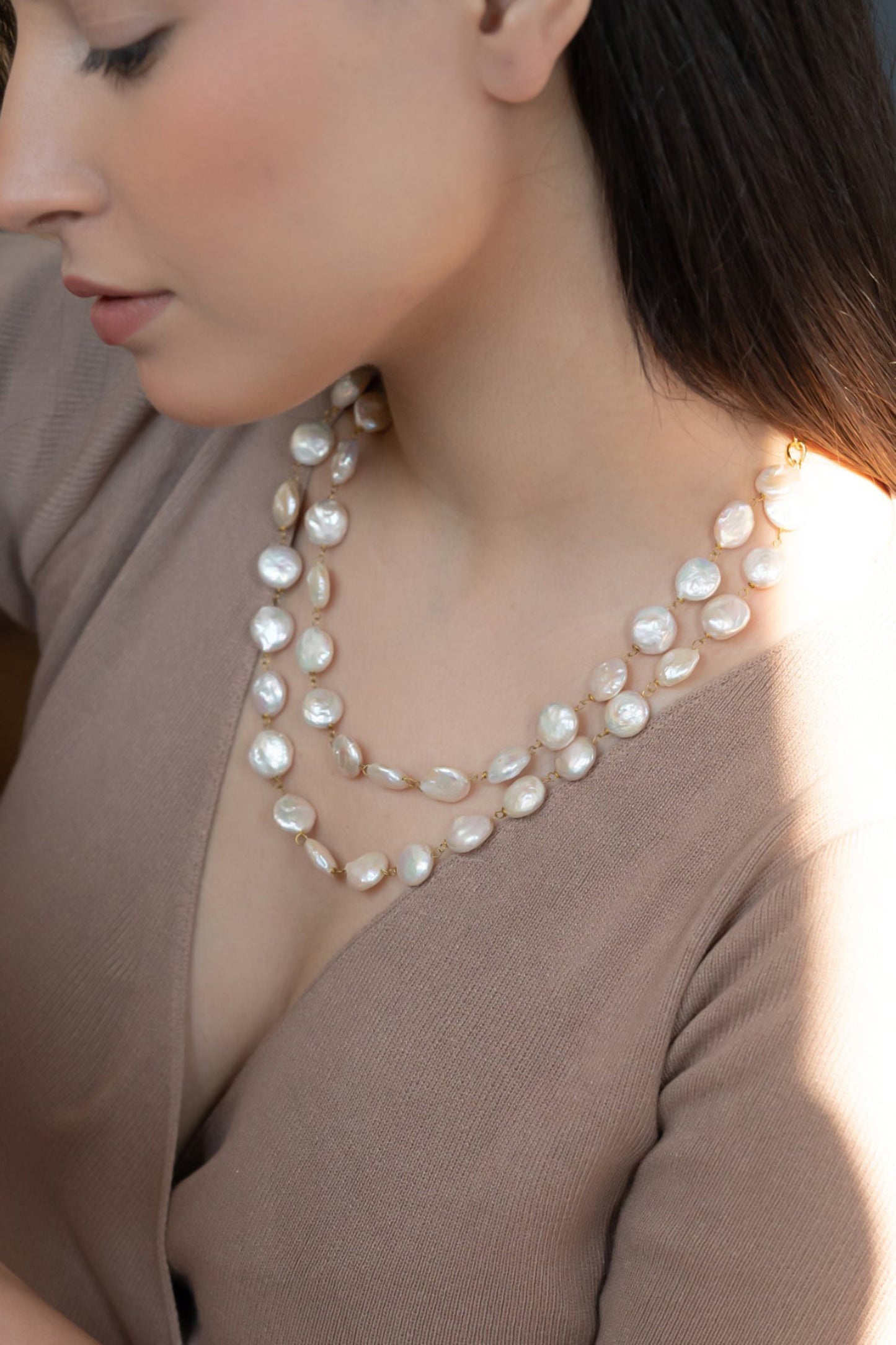 Coin Pearl Layered Necklace 