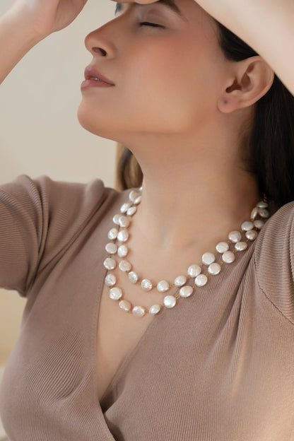 Coin Pearl Layered Necklace 