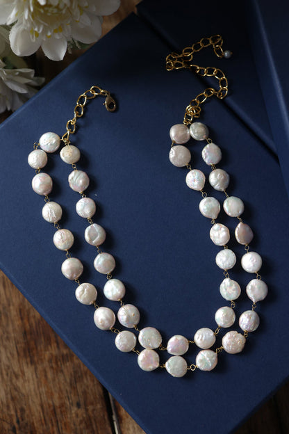 Coin Pearl Layered Necklace 