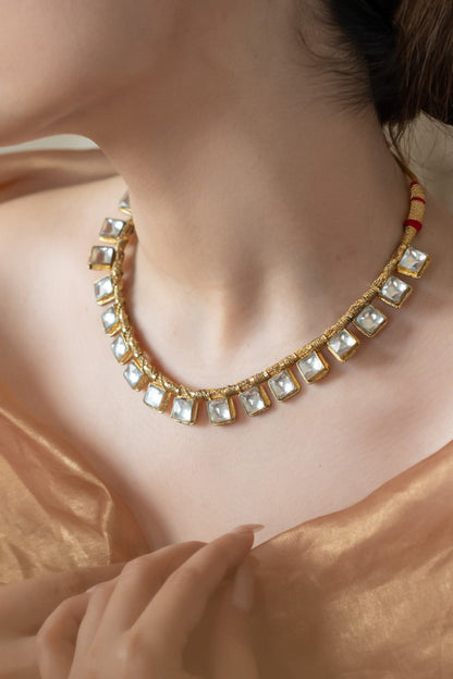 Square Kundan Embellished Choker Set 