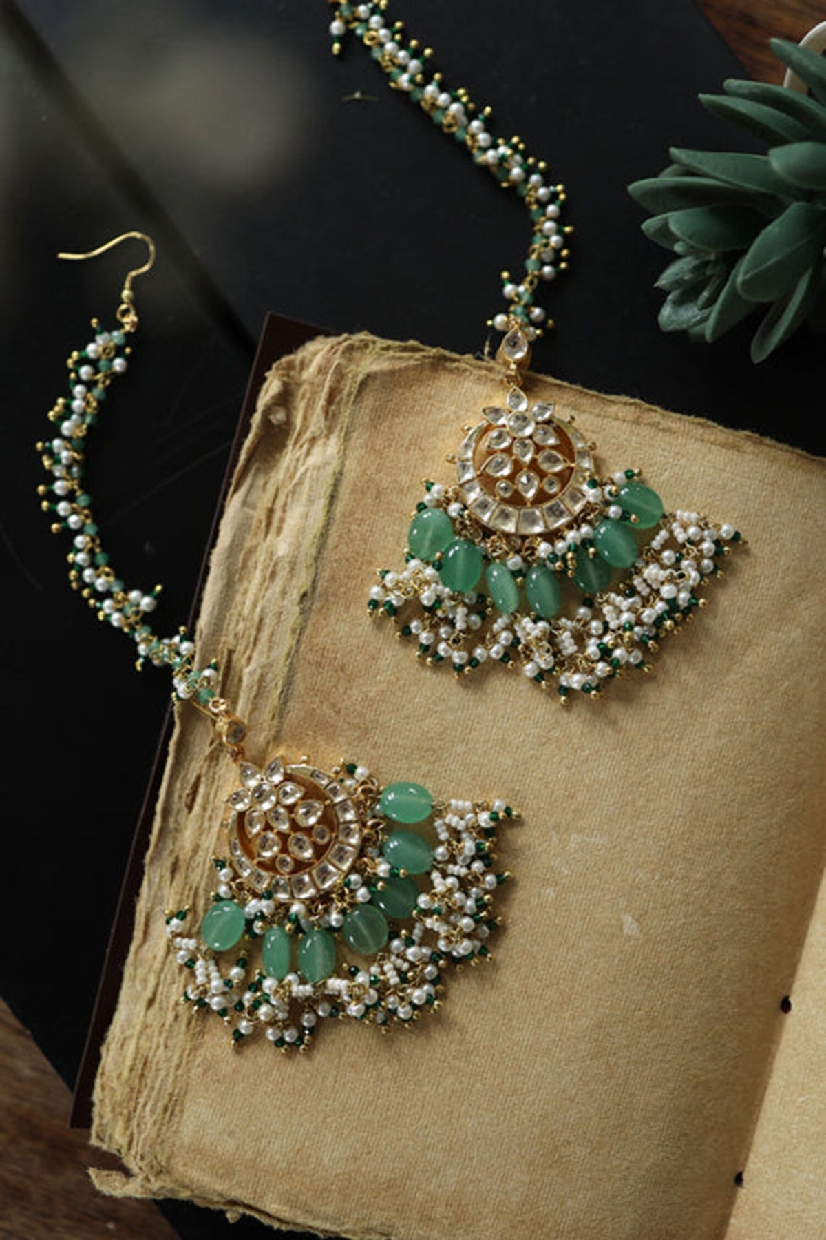 Kundan Embellished Chandbalis 