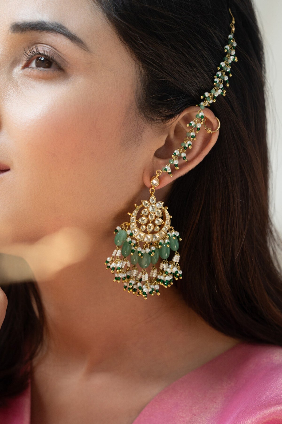Kundan Embellished Chandbalis 