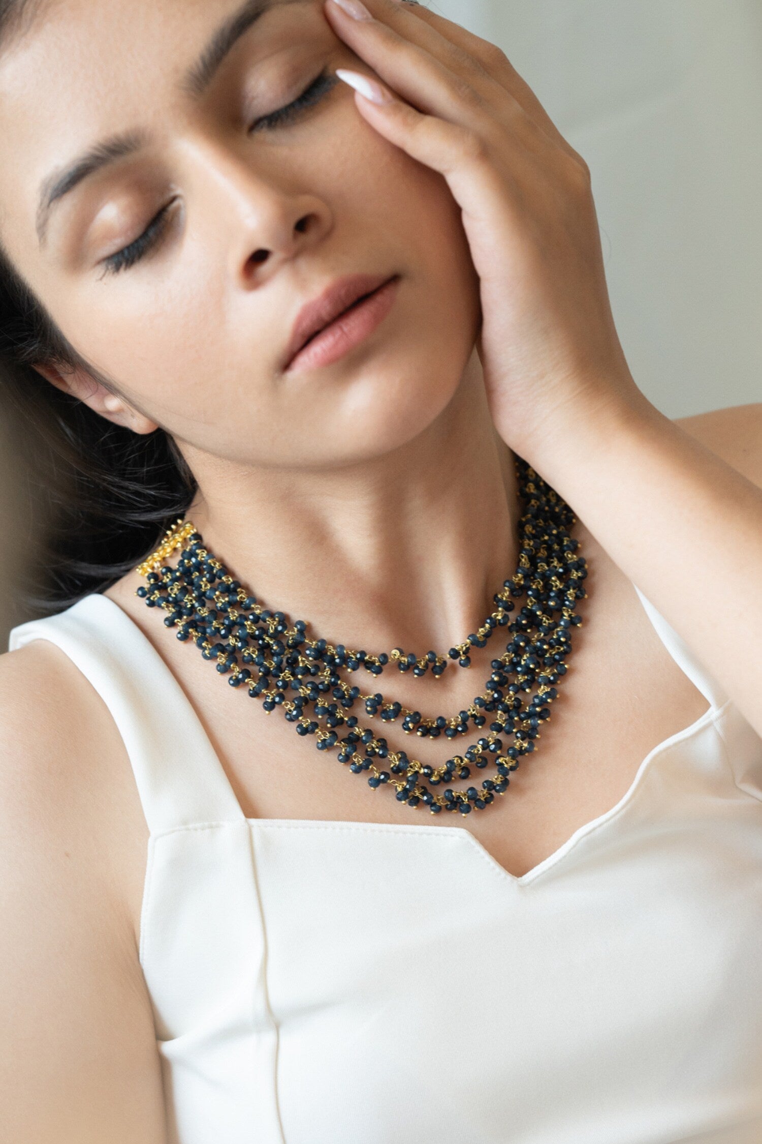 Onyx Tassel Layered Necklace 