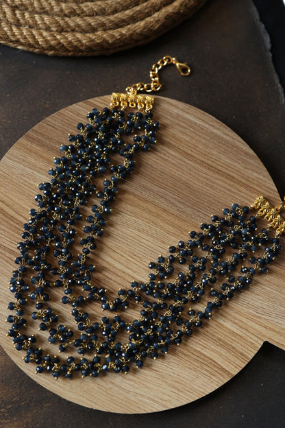 Onyx Tassel Layered Necklace 