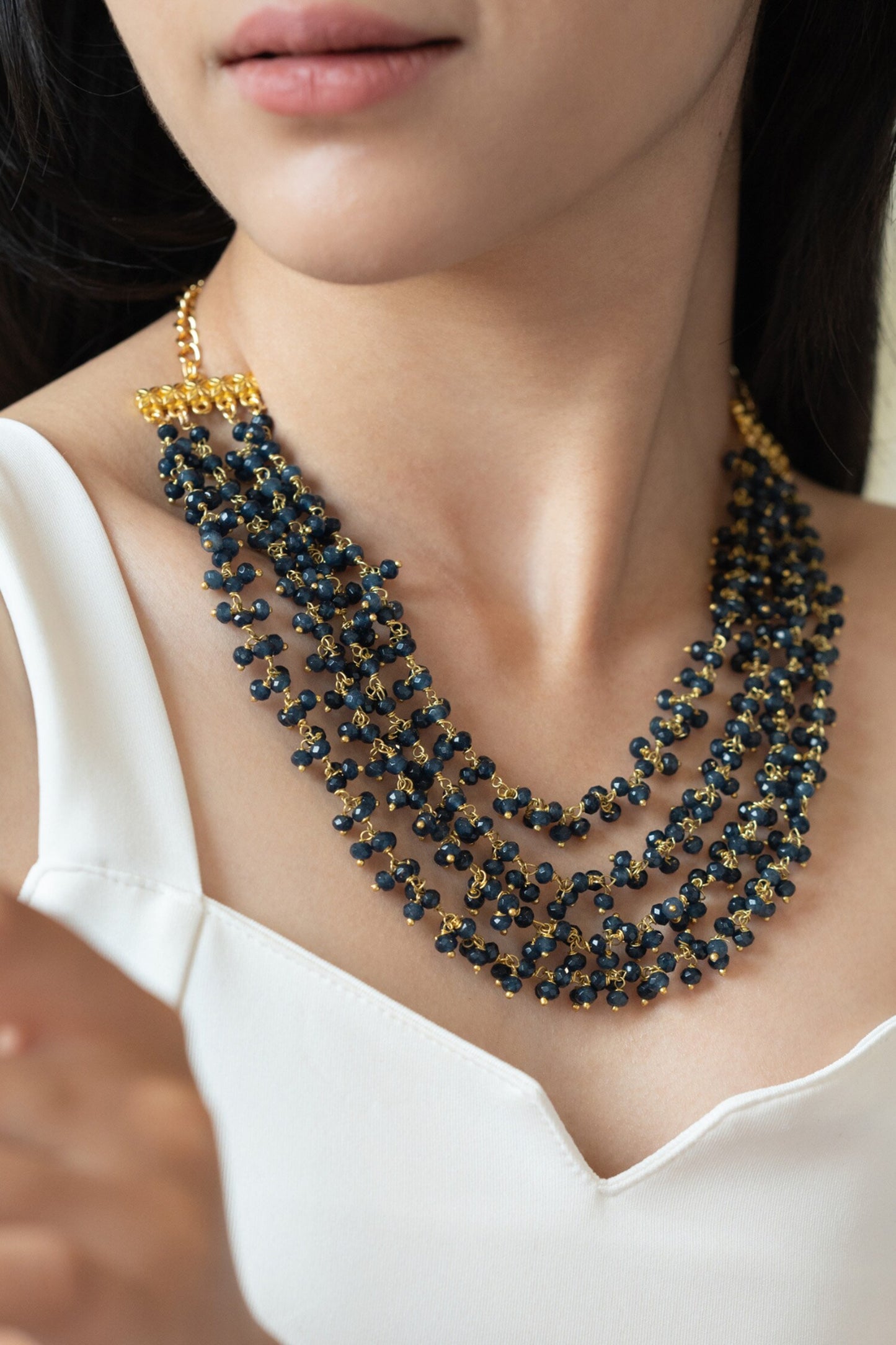 Onyx Tassel Layered Necklace 