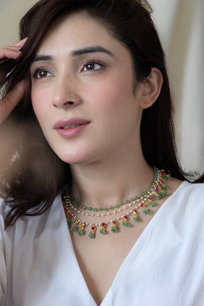 Onyx Kundan Embellished Layered Necklace 