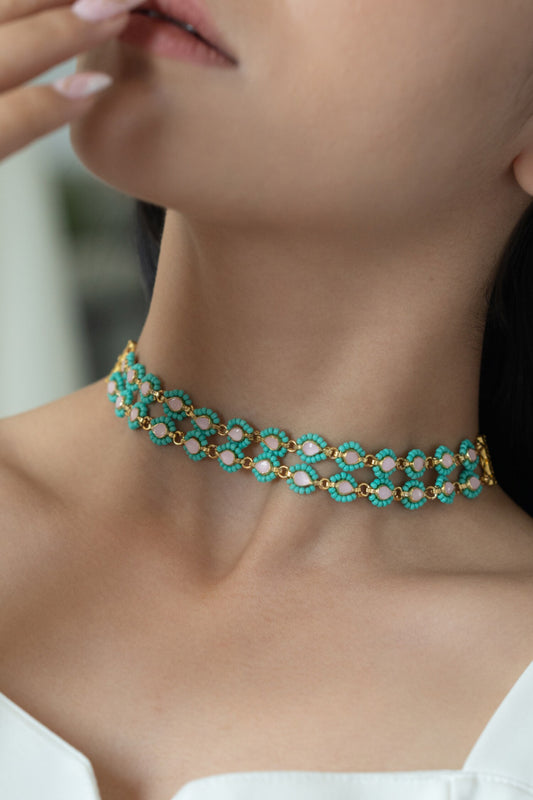 Kundan Turquoise Double Layer Choker 