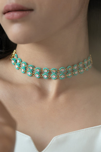 Kundan Turquoise Double Layer Choker 