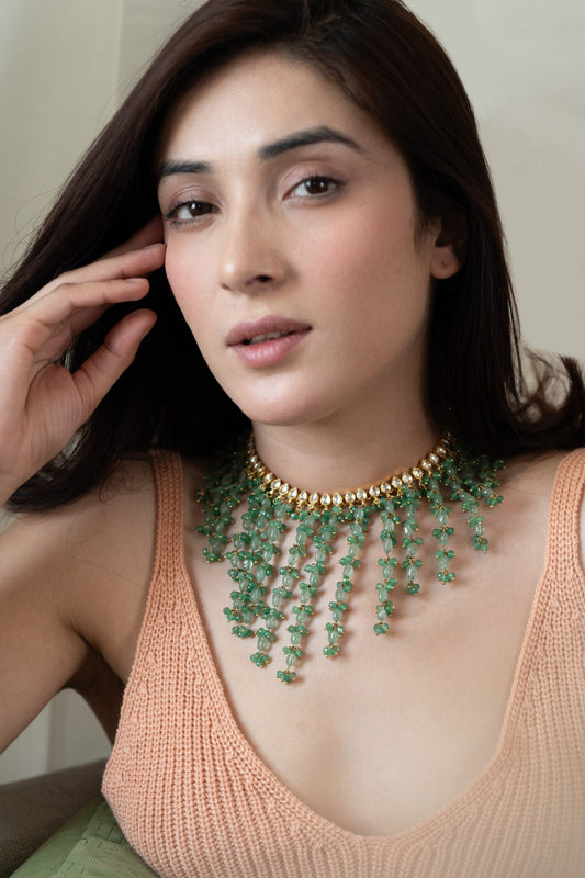Kundan Onyx Tasselled Choker 