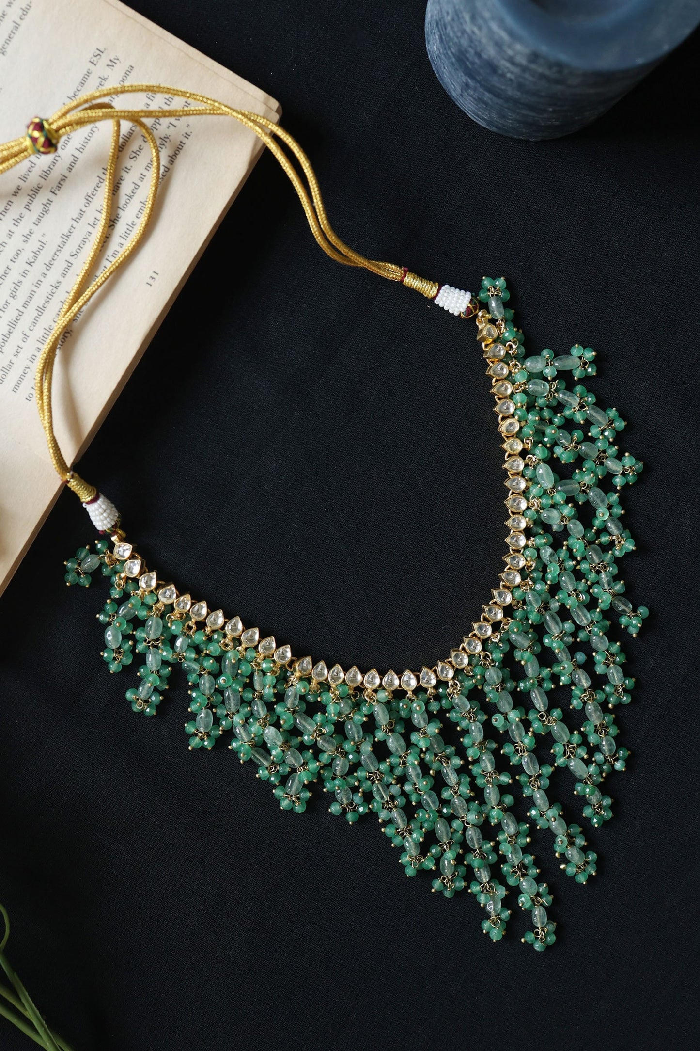 Kundan Onyx Tasselled Choker 