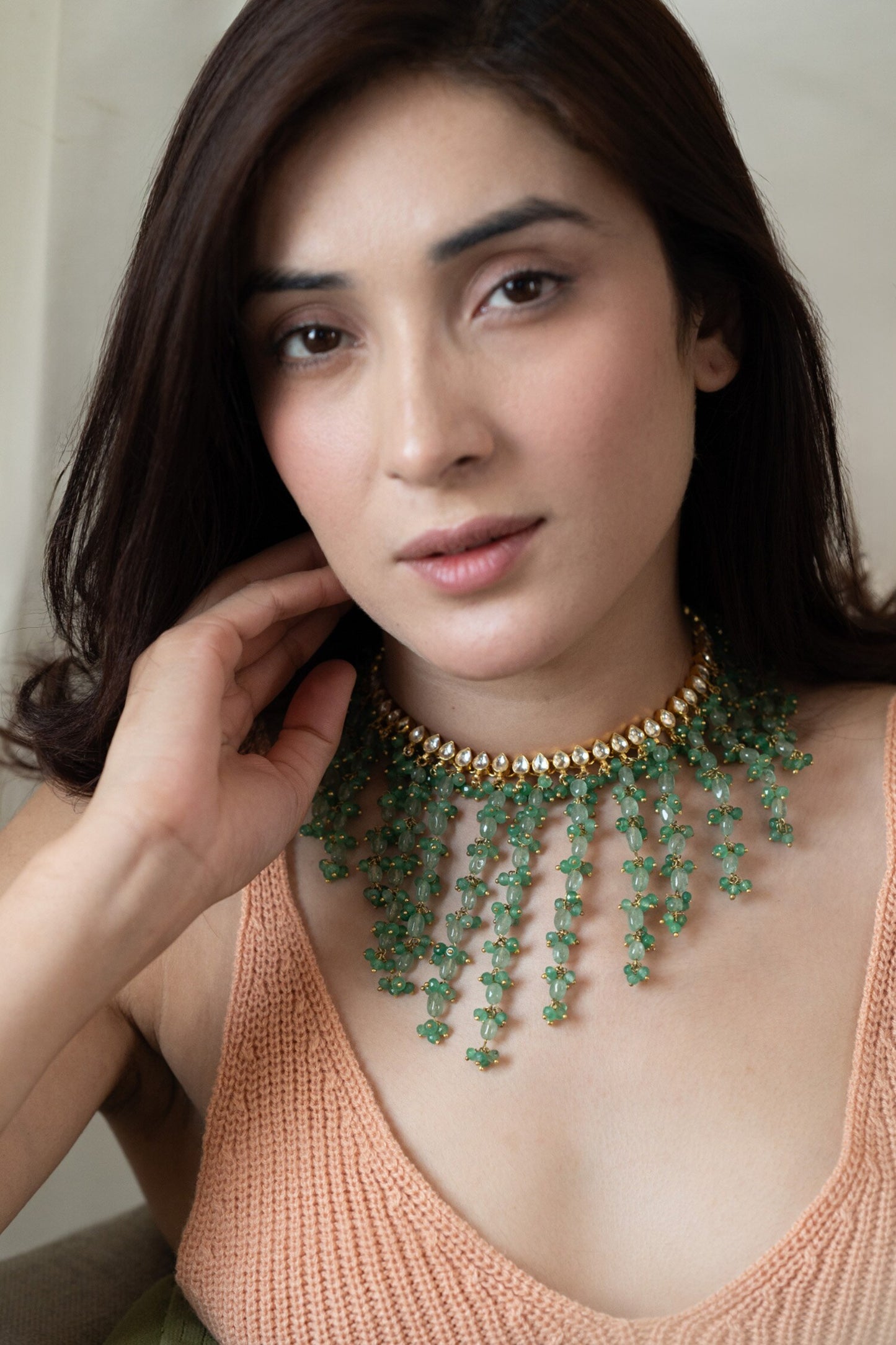 Kundan Onyx Tasselled Choker 