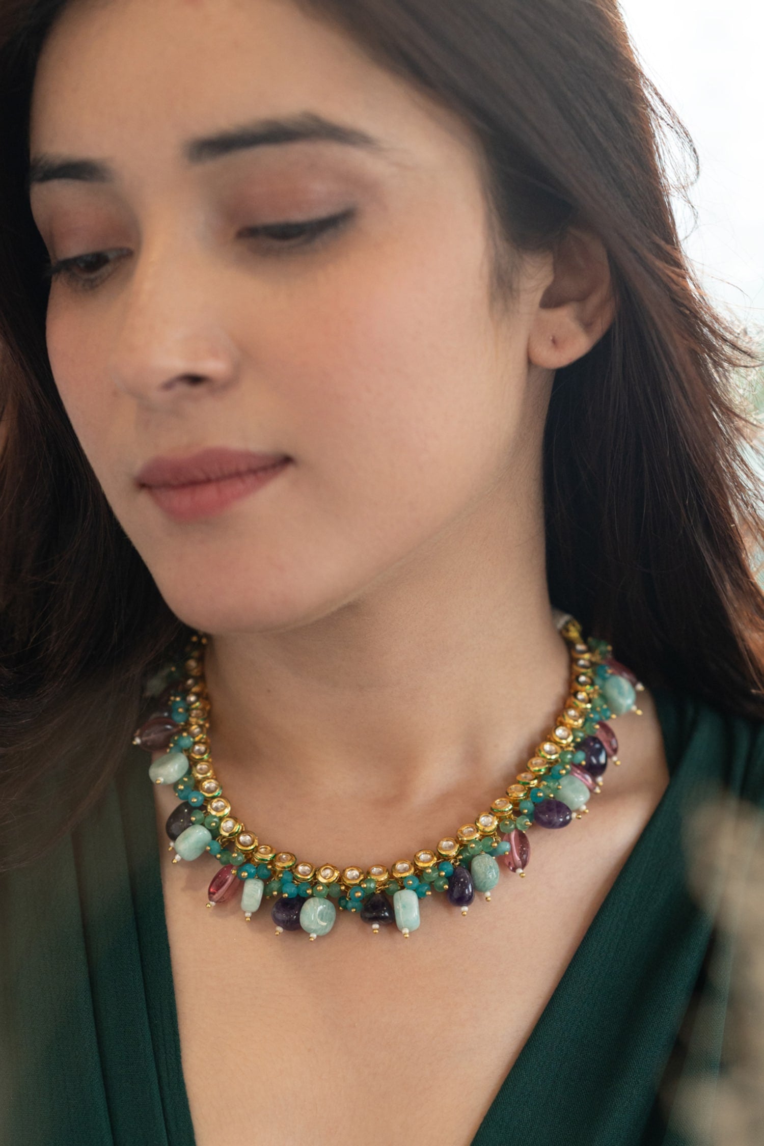 Kundan Stone Tassel Choker 