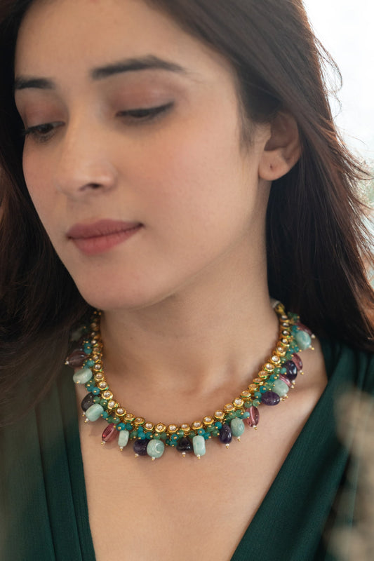 Kundan Stone Tassel Choker 