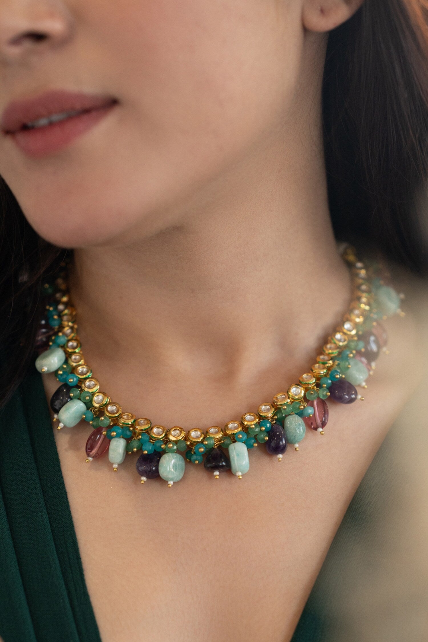 Kundan Stone Tassel Choker 