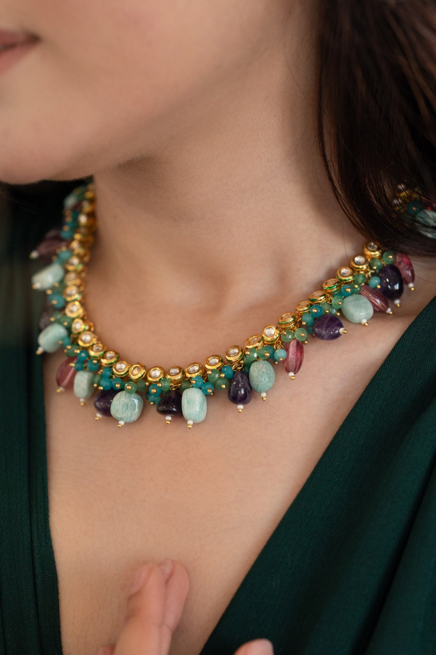 Kundan Stone Tassel Choker 