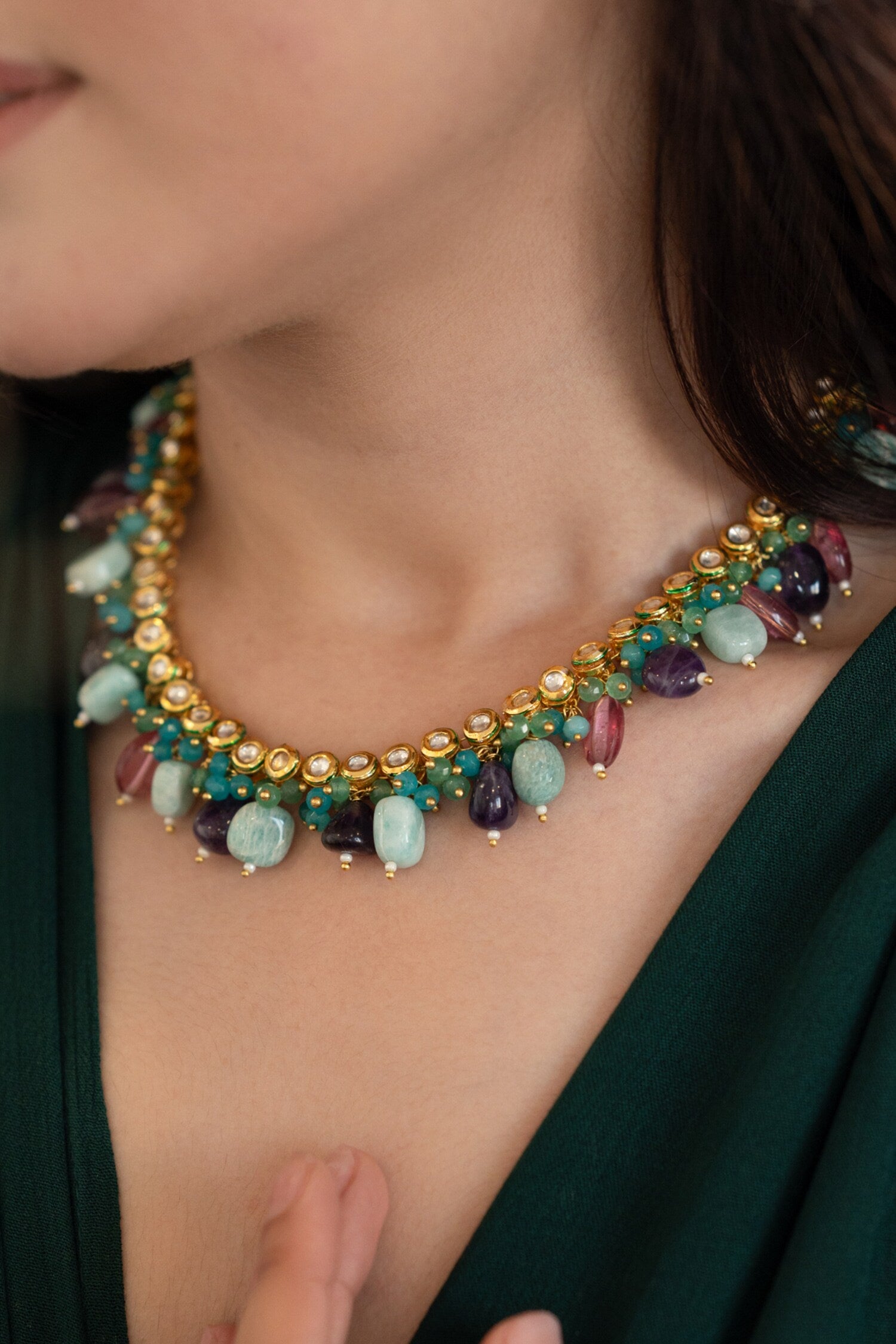 Kundan Stone Tassel Choker 