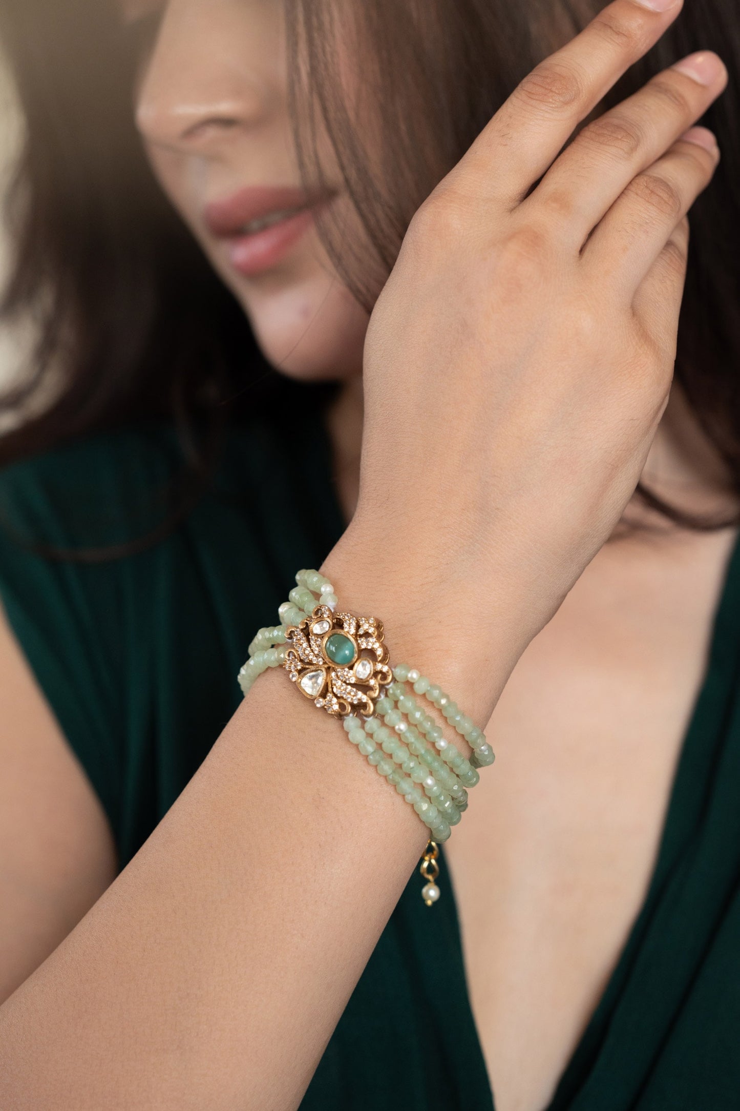 Polki Studded Floral Bracelet 