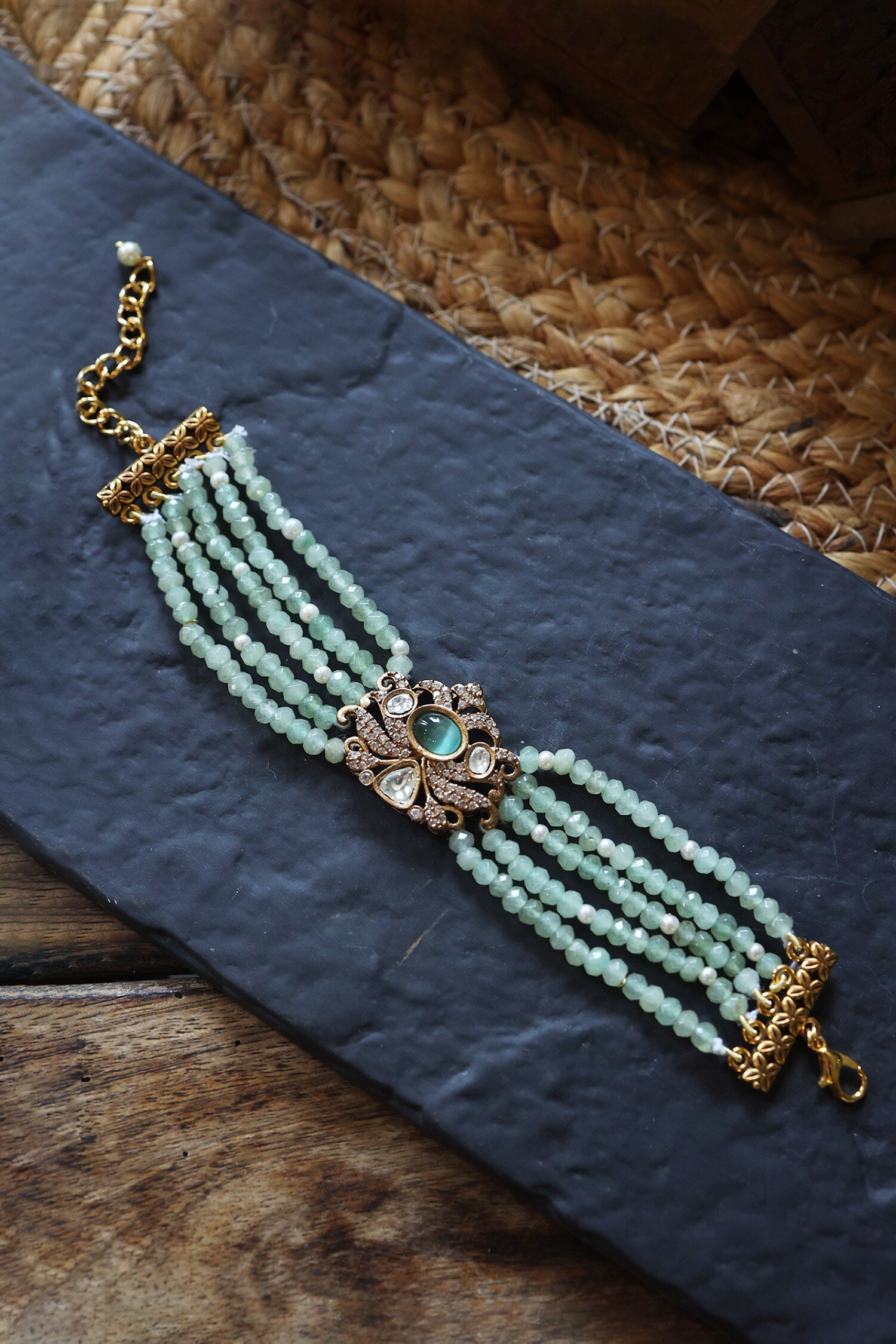 Polki Studded Floral Bracelet 