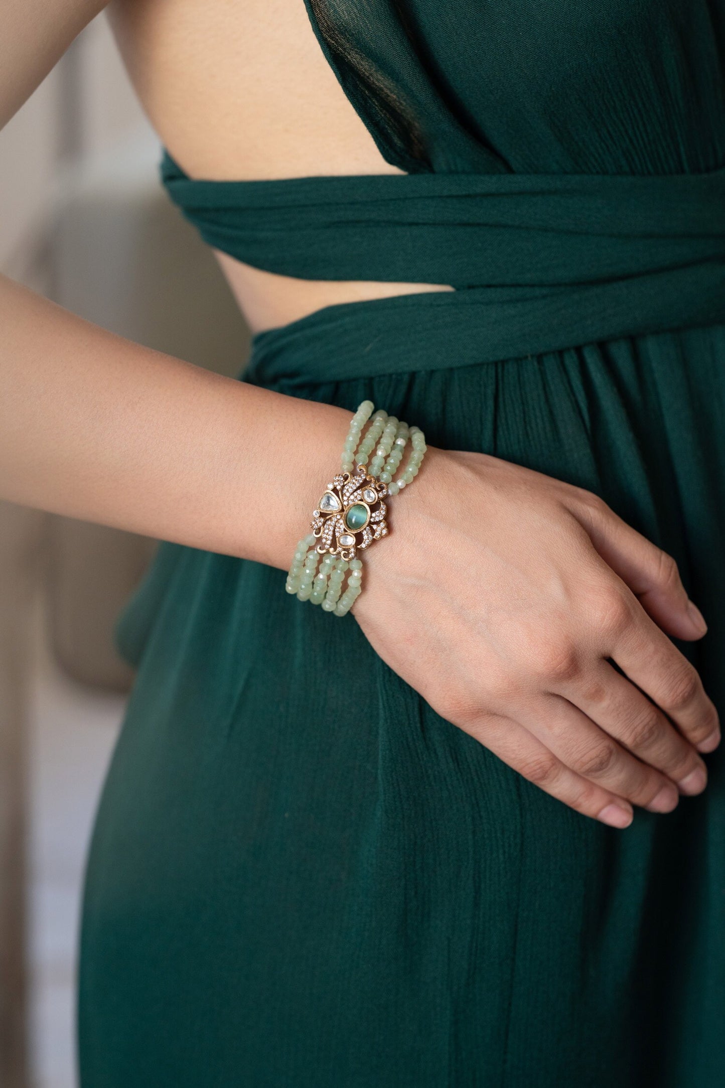 Polki Studded Floral Bracelet 