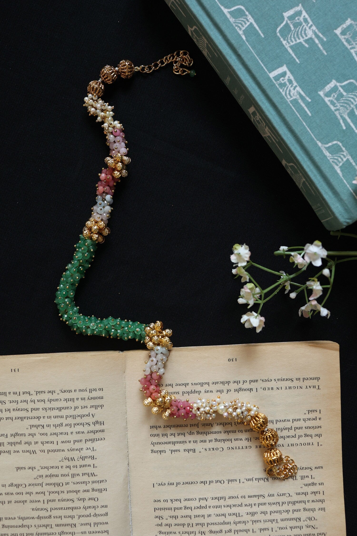 Onyx Pearl Tasselled Necklace 