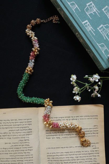 Onyx Pearl Tasselled Necklace 