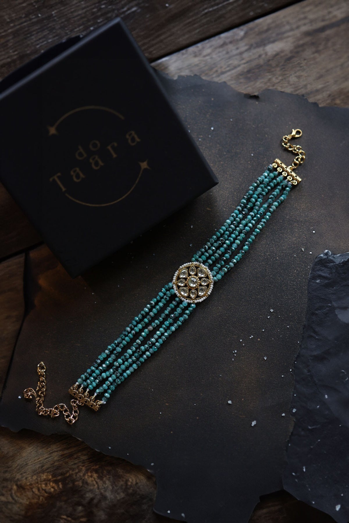 Floral Kundan Studded Onyx Choker 