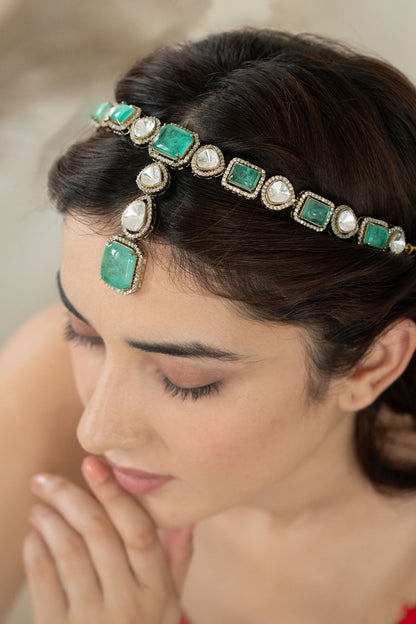Victorian Polki Stone Studded Mathapatti 