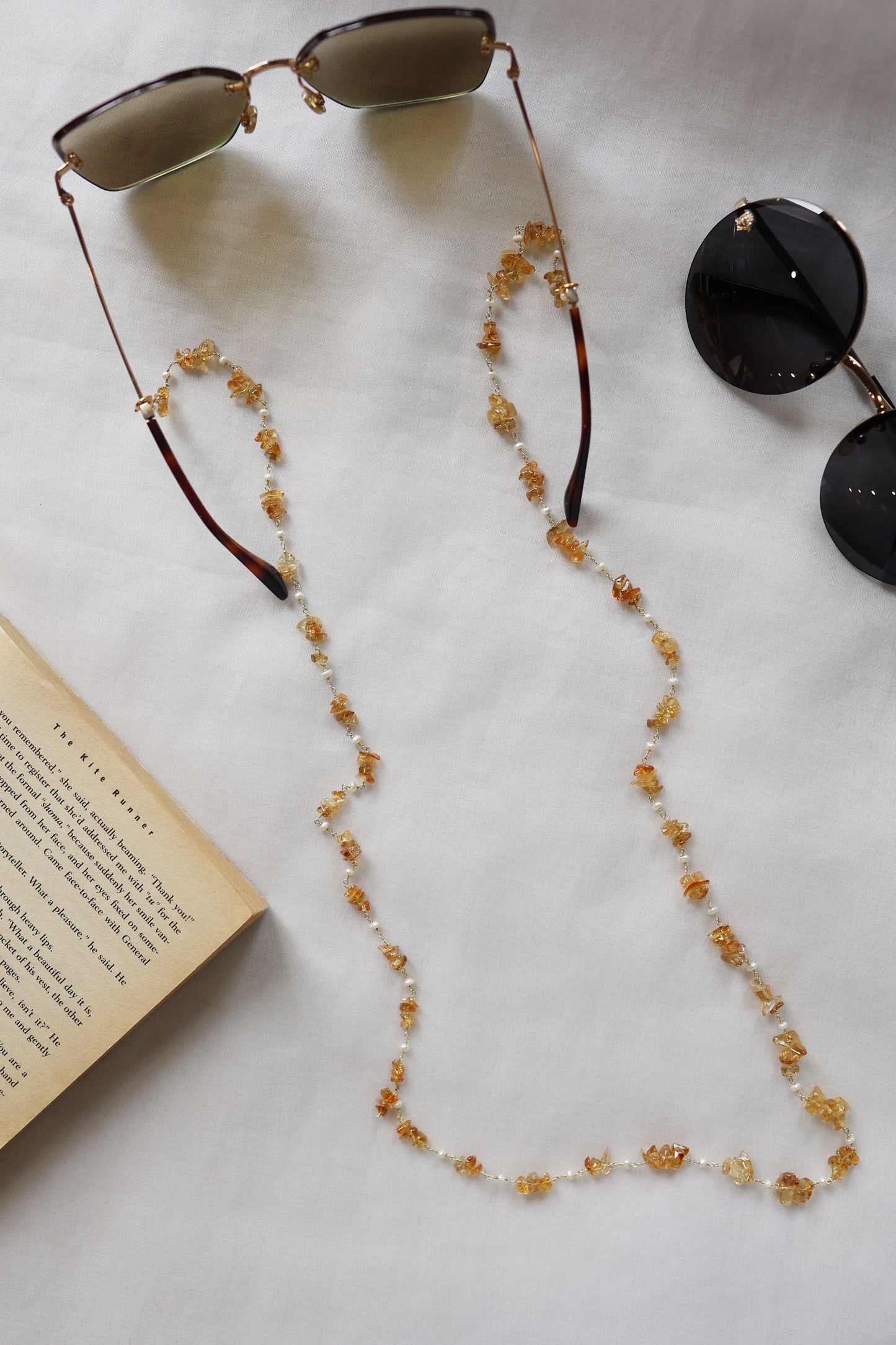 Natural Stone Embellished Eyewear Chain 