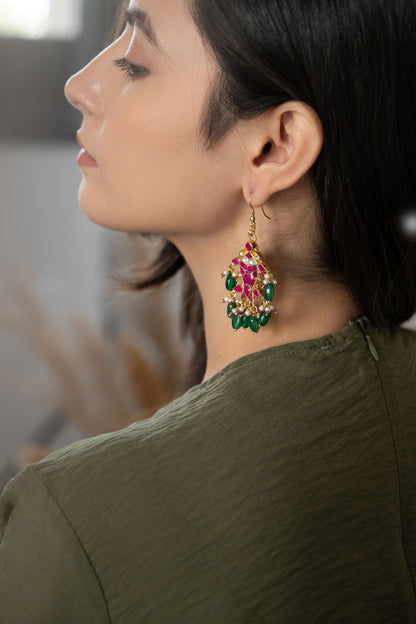 Kundan Studded Fish Pattern Earrings 