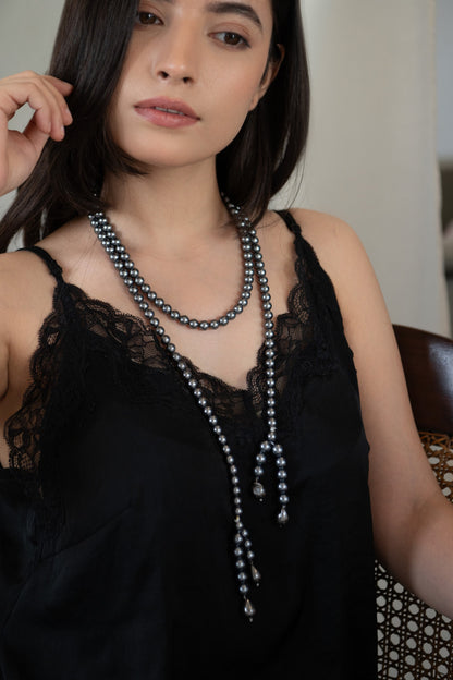 Pearl Long Tie Necklace 