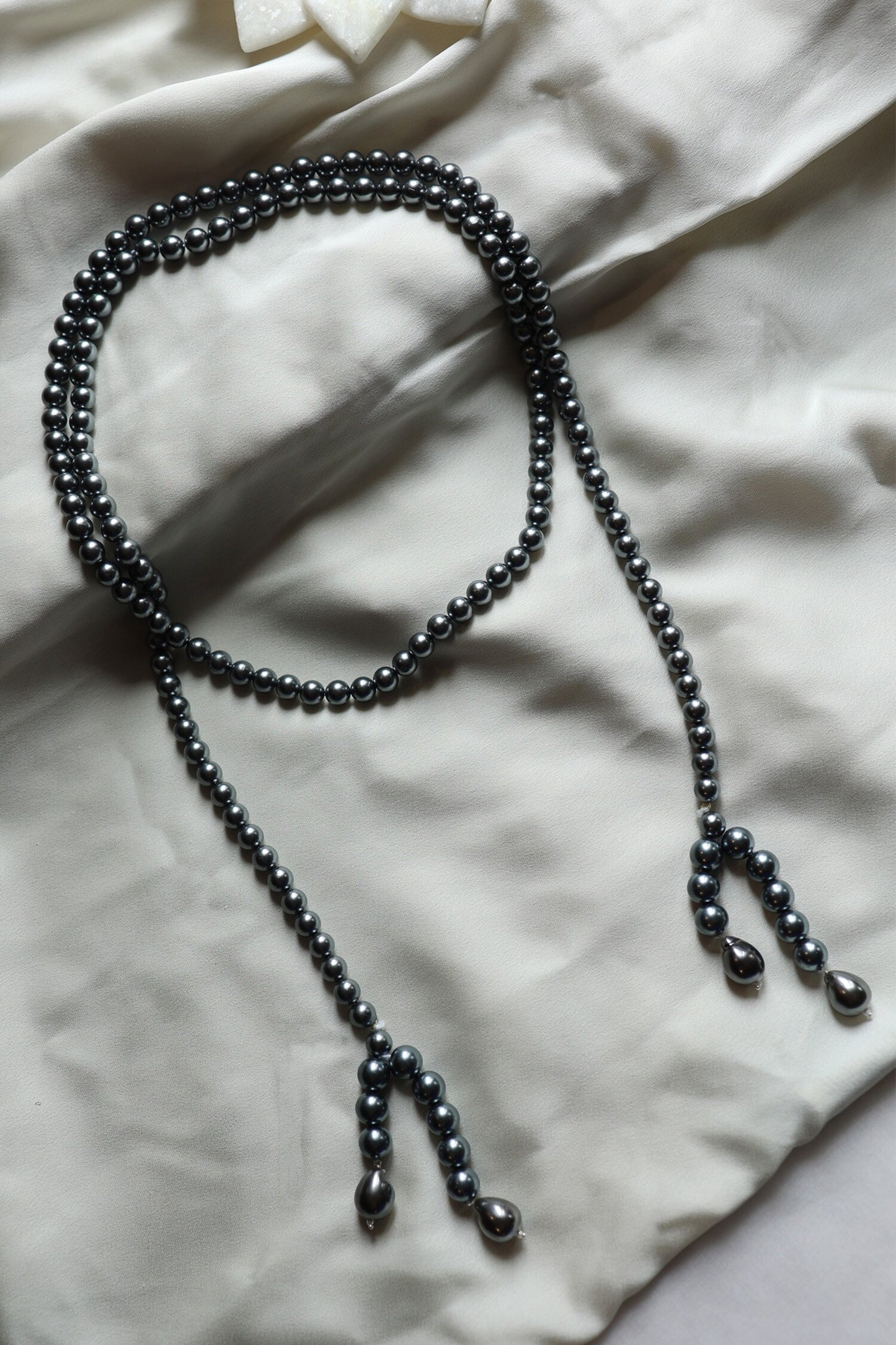 Pearl Long Tie Necklace 