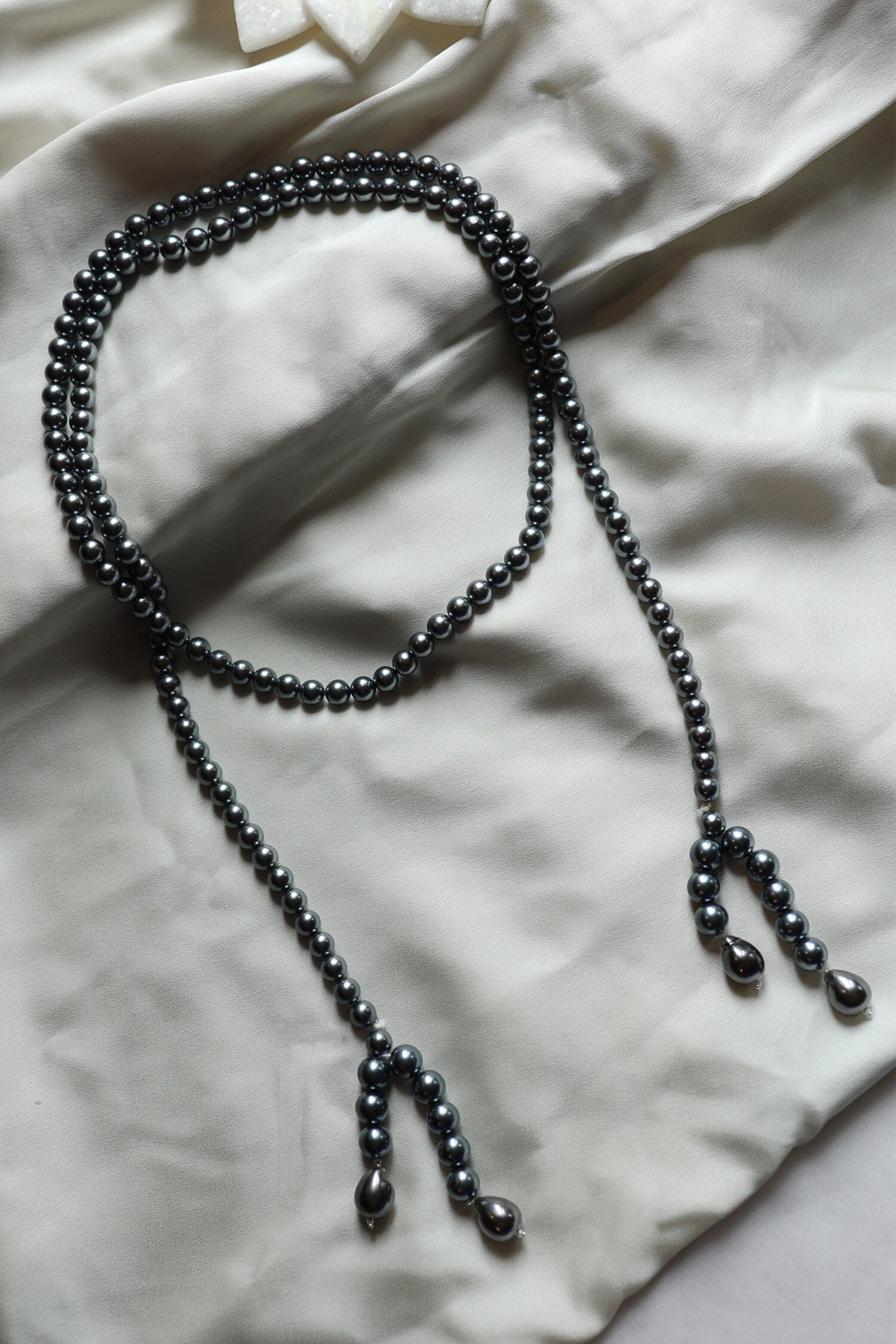 Pearl Long Tie Necklace 