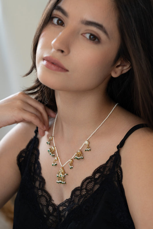 Floral Kundan Pearl Necklace 