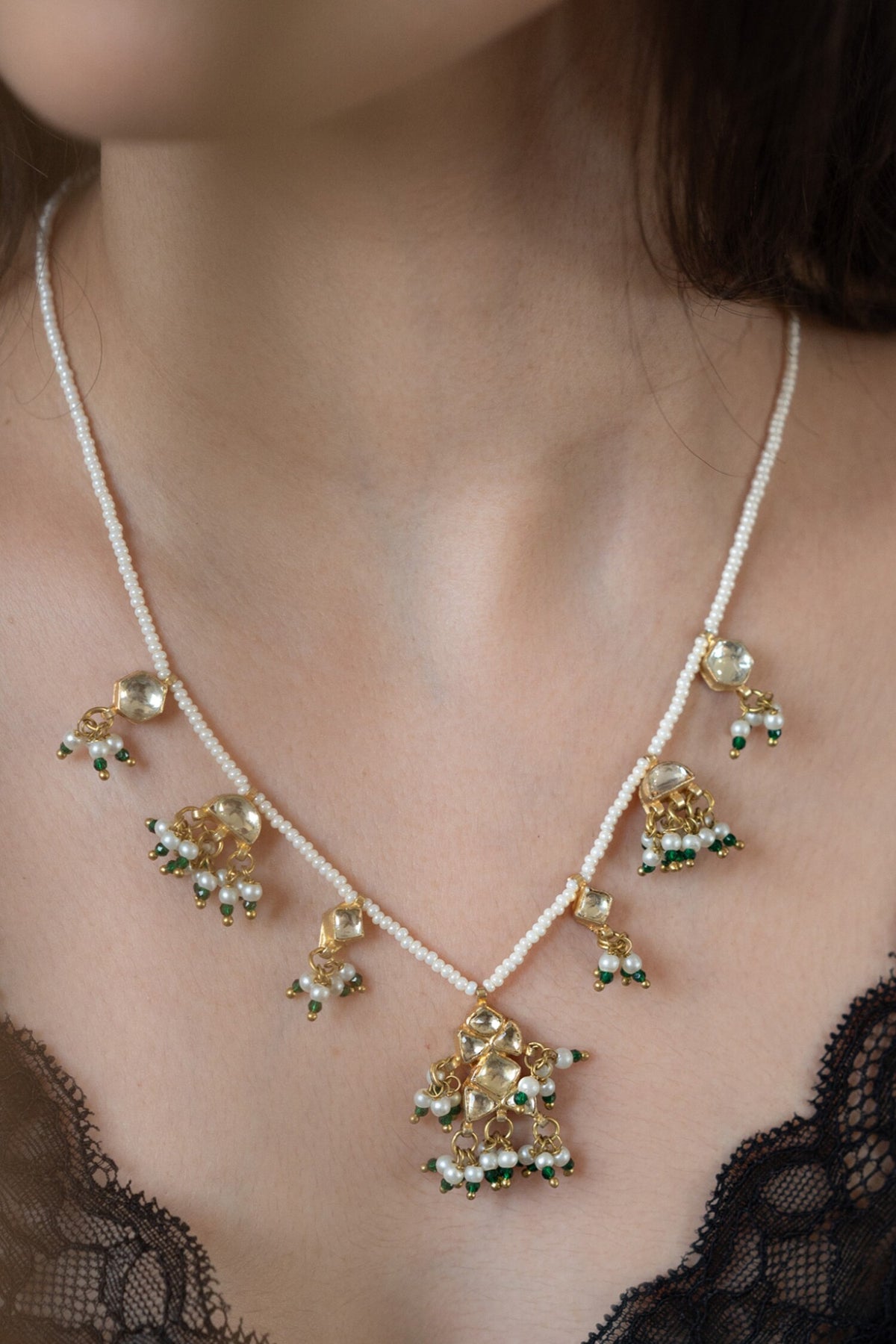 Floral Kundan Pearl Necklace 