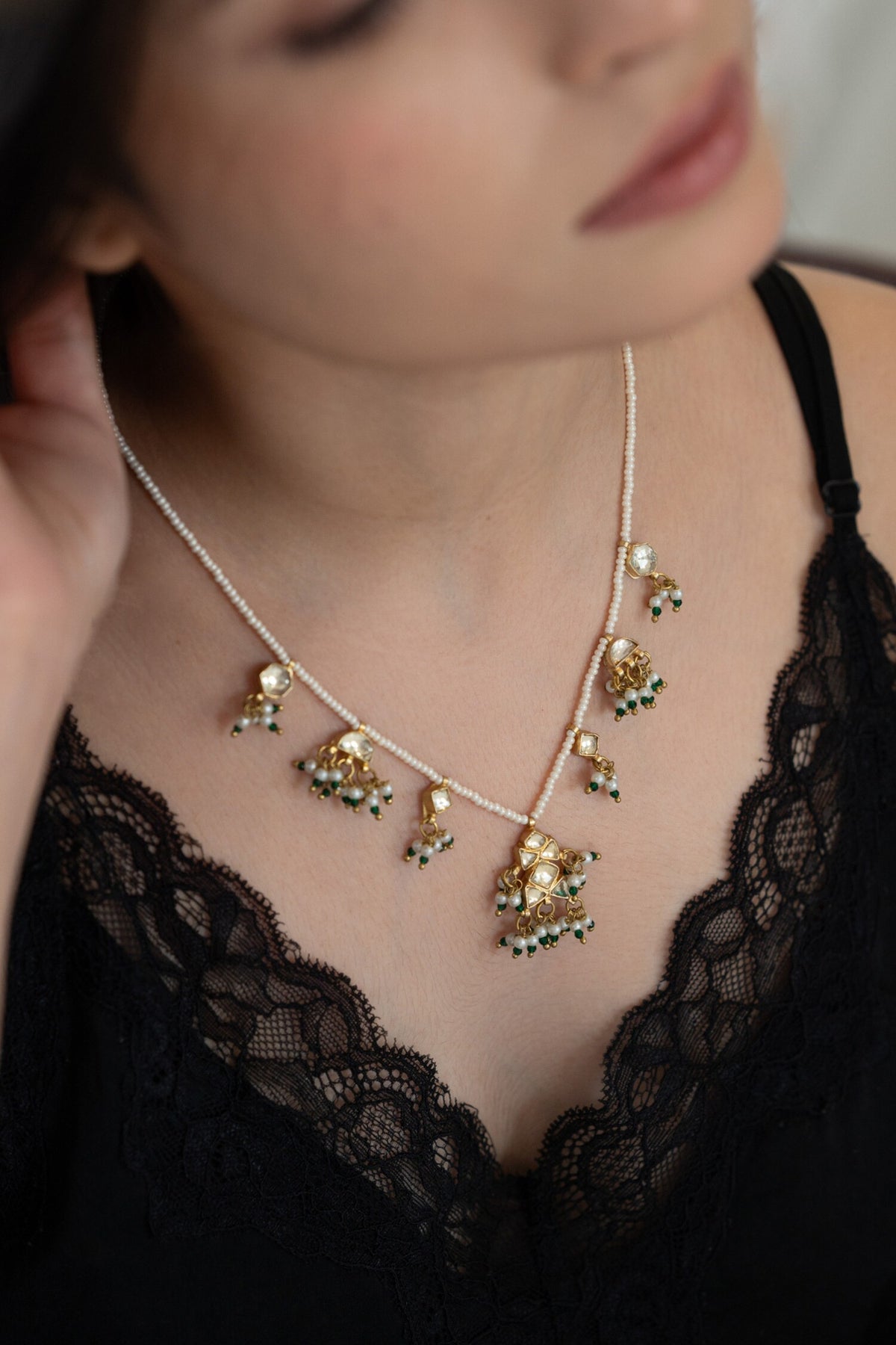 Floral Kundan Pearl Necklace 