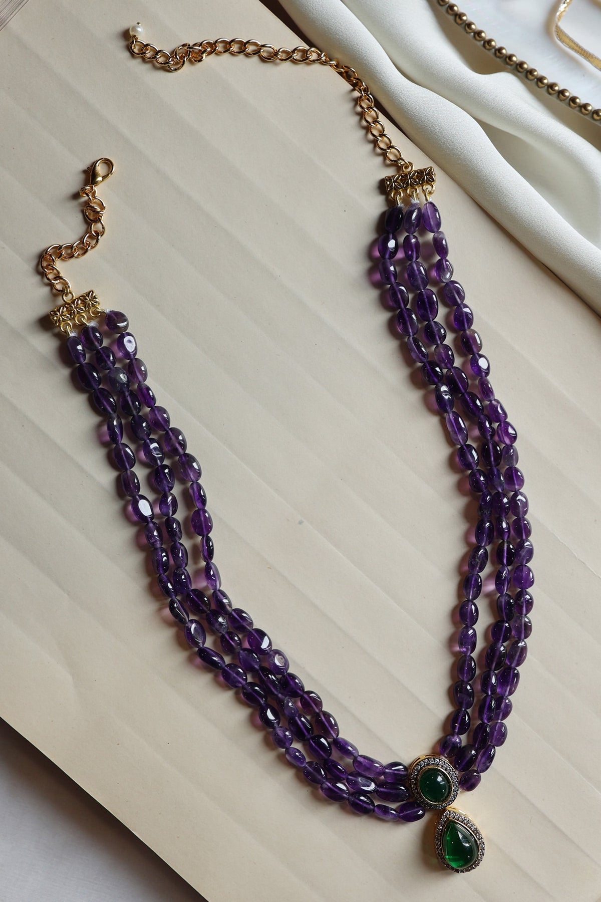 Amethyst Muti-Chain Pendant Necklace 