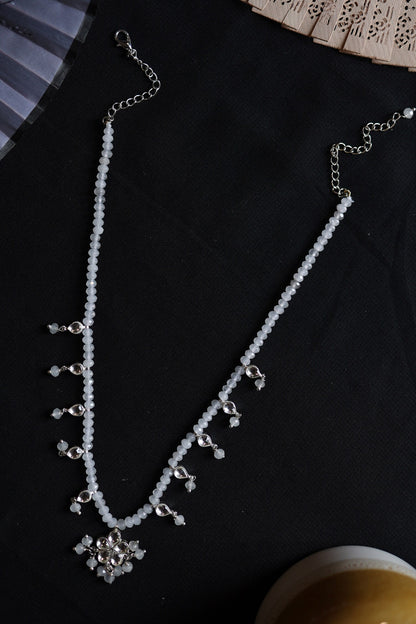 Floral Drop Kundan Onyx Necklace 