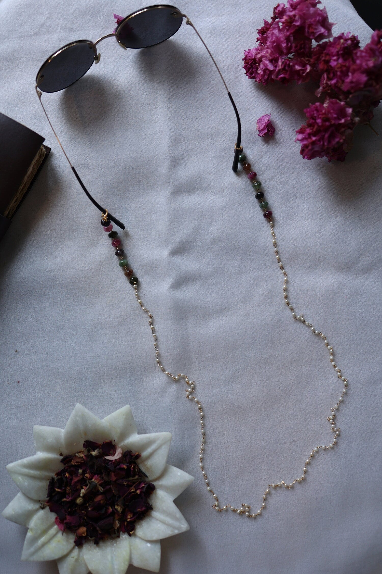 Tourmaline Bead Embellished Eyewear Chain 