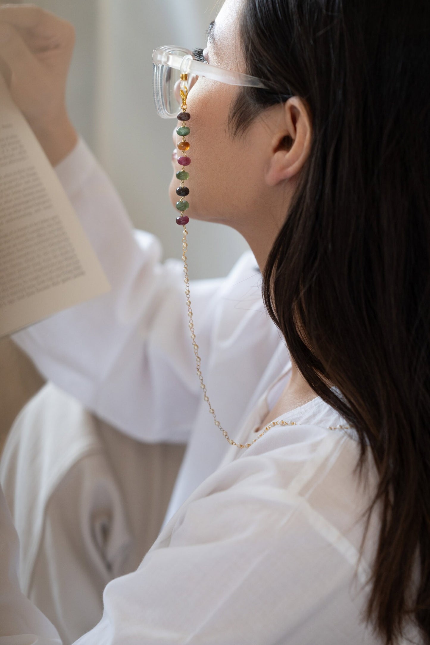 Tourmaline Bead Embellished Eyewear Chain 
